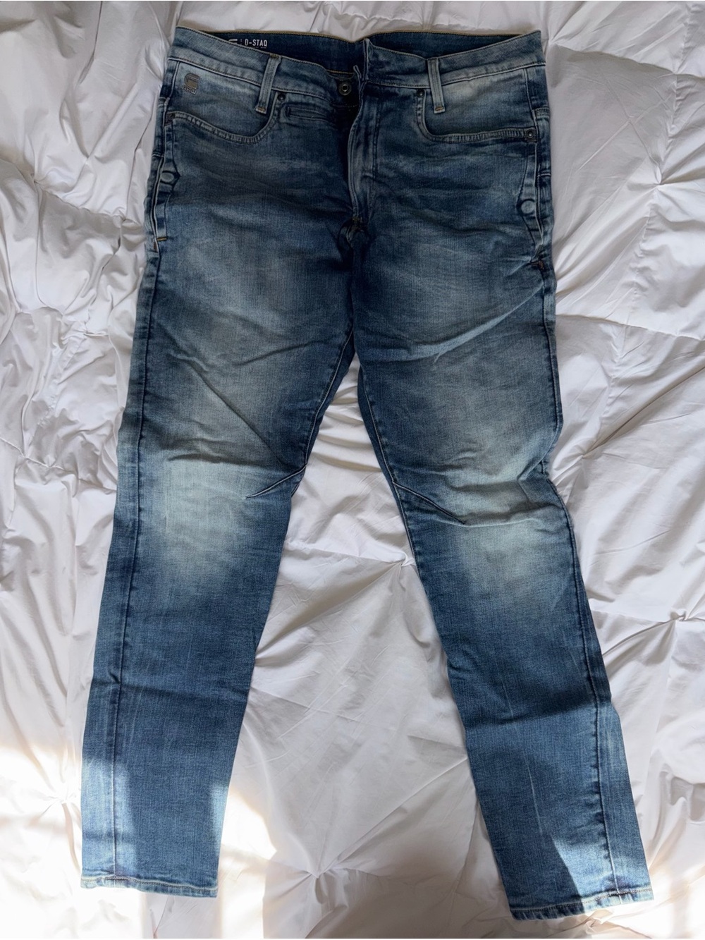 G-Star Men's Blue Washed Straight Jeans
